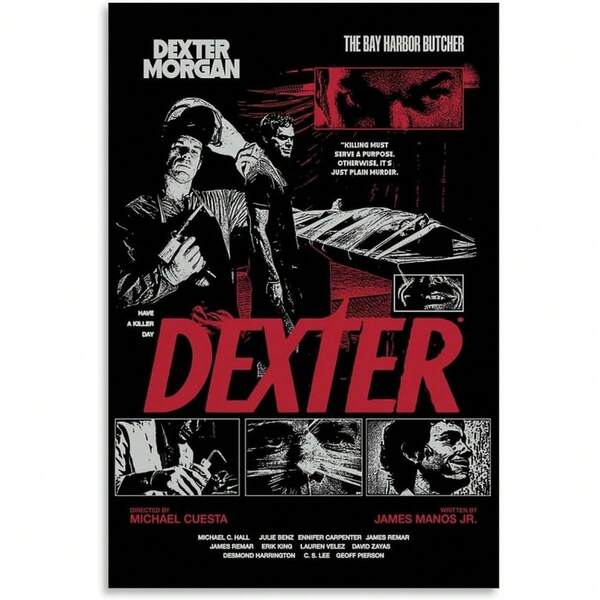 1 pièce Affiche murale en canevas rétro vintage Pop Morgan "The Bay Harbor Butcher" - Sans cadre, décoration de maison élégante pour le salon ou la chambre à coucher, cadeau de Pâques et ornement de vacances parfaits, décoration de maison côtière