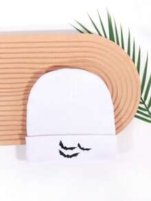 2pcs Knitted Hats With 3 Bat Embroidery Designs, Streetwear Style, Suitable For Couples, Outdoor, , Warm And Windproof For Autumn/Winter Autumn Accessories