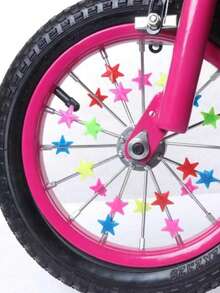 30/60 Stück bunte Fahrrad Speichen Perlen Plastikclips, universelle Fahrrad Rad Dekorationen, passend für die meisten Standard Fahrrad Speichen - Sternform, Farbverlauf - Verschiedenfarbig - Übersicht 2