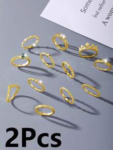 12/13/17/24/29/36件/套夏季优雅银戒指，波西米亚风，适合女士日常佩戴、海滩度假、旅行、母亲节、情人节、圣诞节、万圣节、礼物 - 彩色 - 查看 9