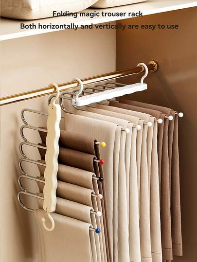 Çok İşlevli Katlanır Pantolon Askısı, Çok Katmanlı Pantolon Askısı, Dikişsiz Pantolon Klipsli Gardırop Saklama Pantolon Askısı, Düzenleme Rafı