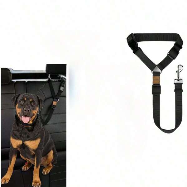 1 Pack Car Dog Seat Belt, Car Headrest Adjustable Nylon Fabric, Dog Seat Belt Car Seat Belt - Black