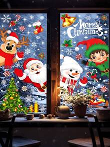 268pcs/9Sheets Christmas Window Clings For Glass, Christmas Window Decorations Snowflake Santa Reindeer Snowman Stickers For Wtiner Holiday Indoor Windows Decorations Decals,Indoor Christmas Stickers, Christmas Party Decorations,Winter Frozen New Year Party Supplies Wonderland Decorations,Christmas Decorations Home,Christmas>Decoration - Multicolor - View 1