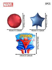 Marvel 5件漫威官方授权蜘蛛侠系列气球套装酷人物圆圈图案星星气球生日派对气球花束装饰品卡通主题拍照背景场景布置室内装饰用品万圣节圣诞节礼物 - 彩色 - 查看 4