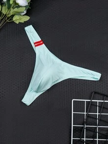6pcs/Pack Men's Soft Knit Thong Underwear, Breathable Solid Color Comfortable Sexy Thong Briefs, Summer Fashion