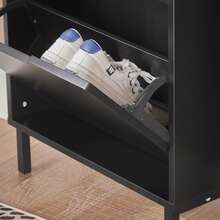 SoBuy 2 Flip-Drawers Shoe Cabinet Shoe Rack Shoe Storage Cupboard Organizer Unit Grey W50 X D19 X H90cm FSR151-HG - Black - View 6