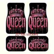 1pc Universal Queen Crown Pattern Car Trunk Mat, Made Of Durable Polyester Fiber, Car Carpet, Purple Black Background Interior - one-size - View 7