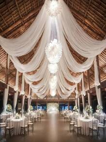 1 pièce Tissu transparent blanc 393 pouces, rideaux de plafond en mousseline, décoration de cérémonie de mariage romantique, rideau en gaze à usage multiple, décoration de mariage en extérieur, décoration de baby shower, décoration de réception de mariage, décoration de fête d'anniversaire, fil de fond pour arche de mariage, décoration d'arrière-plan de fête