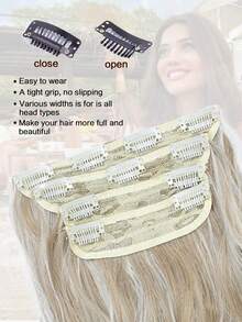 Extensiones de cabello de 20 pulgadas con clip, 4 piezas de extensiones de cabello ondulado, rubio arenoso con extensiones de cabello con reflejos blancos para mujeres