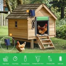 Automatic Chicken  Door, Solar Powered Door Opener With Timer & Light Sensor, 4 Modes IP65 External 2000mAh Power Supply Connection With Remote Control & Anti-Pinch Function For Family, Farms