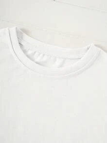 Camiseta Casual de Manga Corta para Mujeres - Estampado Floral y de Letras de Inspiración Italiana, Ajuste Relajado de Hombro Caído, Cuello Redondo Semi-Transparente, Lavable a Máquina, Atuendo Casual de Primavera Verano - Blanco - Ver 4