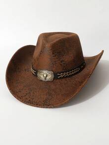 Chapéu de cowboy feminino com textura de pele de cobra selvagem e estampa animal, rebitado, adequado para eventos com tema de cowboy, festas vintage, cosplay, noites de fantasias, festivais, aniversários, apresentações de palco, uso diário - cartola - Ver 2