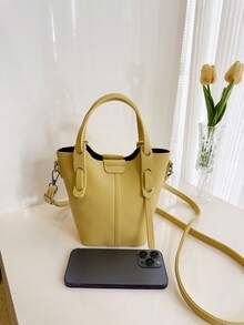 Mini Yellow Tote Bag For Women, Lightweight Handbag With Cosmetic Pouch, Suitable For Daily Commute To Carry Wallet, Phone And More - Yellow - View 5