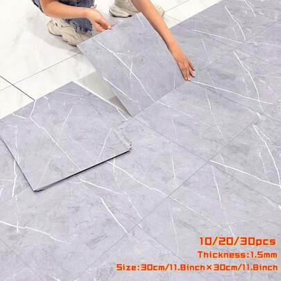 10/20/30pcs Matte Self-Adhesive Floor Tiles - Marble Pattern Waterproof Wall Stickers For Kitchen, Bathroom, Living Room, Office And Other Indoor Floors And Walls, Modern Style Wear-Resistant Material, Home Decor, Anti-Slip Floor Tiles, Waterproof Wallpaper 30x30cm