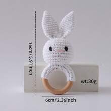 1pc Hand Knitted Rabbit Rattle - Soft Plush Rabbit Ring Toy, Multi-Color Rabbit Baby/Infant Rattle Toy, Baby Sleep Aid Tool, Concentration Training, Easy To Grab Suitable For Infants And Toddlers, Mixed Textile, Promotes Visual And Auditory Development, And Trains Their Grasping Of Baby Toys, Attracts Baby's Attention, Soothing Ringing Sound, Suitable For Nursery Decor, Cognitive Development, Suitable For Easter, Christmas, Birthday And Newborn Gifts, Easter Gift