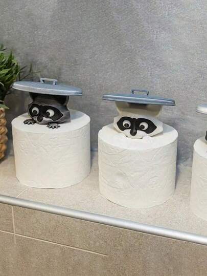 2 peças porta-toalhas de papel guaxinim fofo - Decoração de banheiro com caixa de lenços de papel, porta-lenços independente, sem necessidade de instalação, organizador de banheiro para casa, escritório ou cabine - presente perfeito para inauguração de casa ou aniversário, decorações e acessórios para banheiro, estilo divertido, construção resistente, novidade essencial para amantes de animais, perfeito para o Halloween, Ação de Graças, presentes de Natal