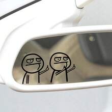 Easypie Selection 2 PIEZAS Pegatina de coche con dedo medio divertido - Calcomanía reflectante impermeable para ventanas/carrocería, decoración de automóvil estilo de dibujos animados