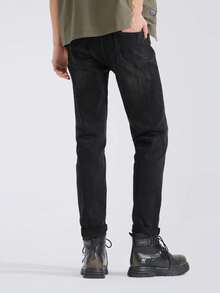 CAMEL CROWN Men's Straight Jeans Autumn And Winter Slim Stretch Casual Wide-Leg Trousers - Dark Gray - View 3