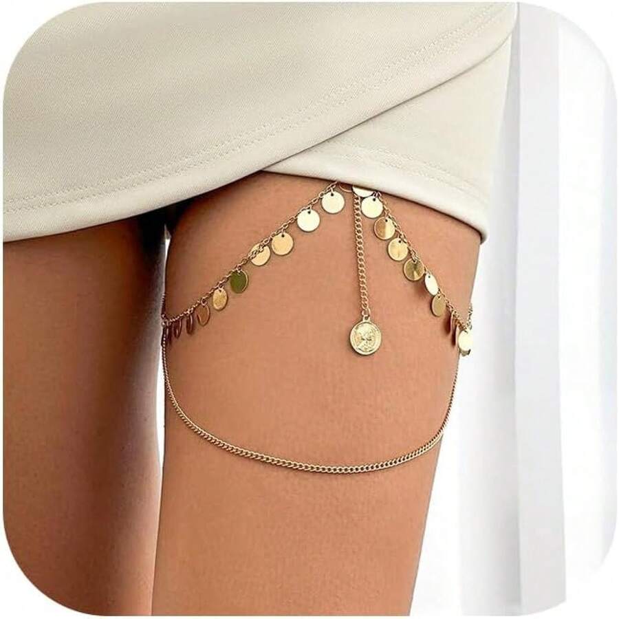Multi-Layered Thigh Chains Jewelry, Bikini Elastic Tassel Leg Chain ...