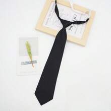 1pc JK Tie, Korean/Japanese Style School Uniform Tie, Black/Dark Grey/Navy, Clip-On Short Tie, (Color Random) For Dress For Christmas Decor,Festival,Travel - Black - View 6