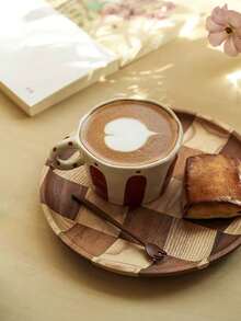 1 件简约条纹格纹陶瓷杯，早餐牛奶燕麦杯，家用下午茶咖啡杯，果汁饮料杯，情侣水杯，送给家人和朋友的节日礼物杯 - 彩色 - 查看 8