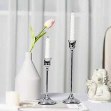 3pcs Vintage Design Candle Holders, Creative European Style Metal Candle Holders - Decor Pieces - Minimalist Style, Wedding Decoration, Bar Party, Living Room, Dining Room Decor - Silver - View 4