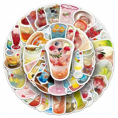 50 Stücke funkelnde Wasser Getränke Aufkleber, Vinyl Aufkleber für Laptop, Wasserflasche, Gitarre, Fahrrad, Auto, Motorrad, Stoßstange, Gepäck, Skateboard, Graffiti, süße Aufkleber, perfektes Geschenk für Kinder, Jugendliche, Männer, Frauen.