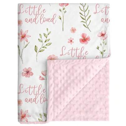 Floral Baby Blankets For Girls - Super Soft Nursery Minky Blanket, Newborn Baby Blanket With Double Layer Dotted Backing, Pink Bed Throw Blanket, 30 X 40 Inch
