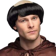 1 件圣诞节角色扮演光头假发、僧侣假发、棕色和银色光头帽、成人僧侣角色扮演装饰道具