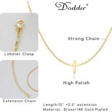 Gold Necklace Women, 14K Gold Plated Charm Box Chain Choker Dainty, Christian Religious Faith Small Pendant Necklace Non Tarnish - 交叉電纜鏈 - 查看 9