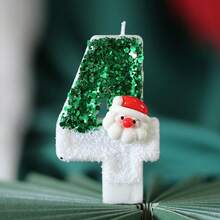 1 pieza/10 piezas Velas decorativas de Papá Noel verde con números del 0 al 9 para decorar pasteles, para fiestas de Navidad y cumpleaños, suministros de decoración de pasteles DIY, decoraciones navideñas, pijamas navideños, regalos de Navidad, decoración navideña