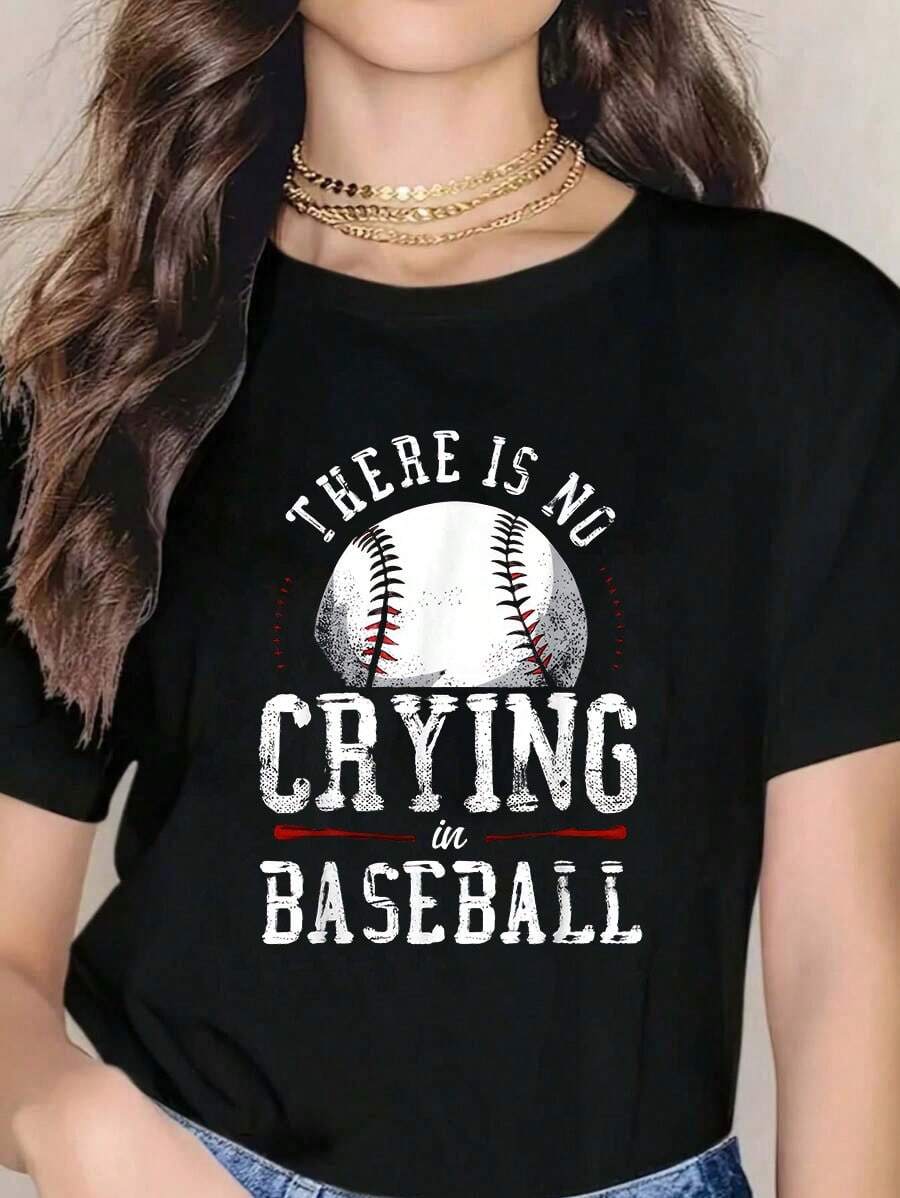 Camiseta vintage de fanático del béisbol "No se llora en el béisbol". Camisetas de moda. - Negro - Ver 1