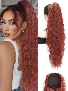 Ponytail Extension, 26 Inch Bohemian Style Drawstring Ponytail Hair Extensions For Women, Long Curly Wavy Pony Tail Natural Synthetic Hairpiece For Women - Multicolor - View 13