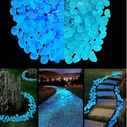 1000/800/500/300/100 viên đá cuội phát sáng trong bóng tối, đá trang trí năng lượng mặt trời/ánh sáng, thích hợp cho lối đi ngoài trời, vườn, hồ bơi, DIY, trang trí bể cá, trang trí chậu cây, trang trí bể thủy sinh.