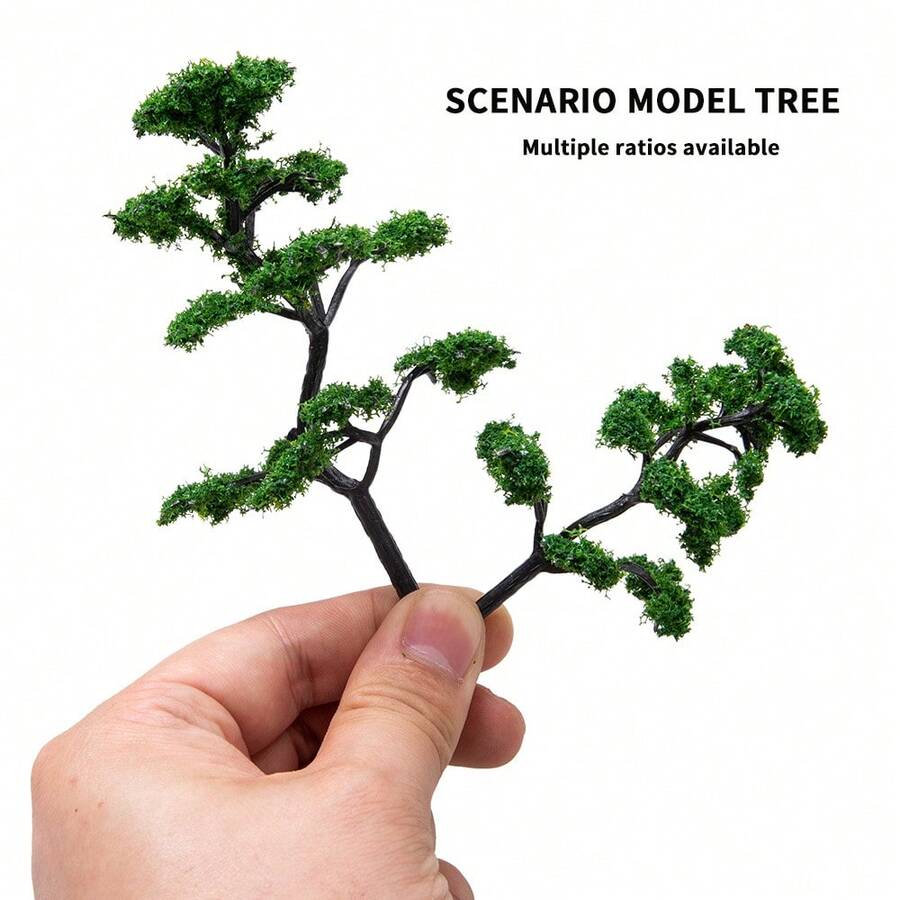 5pcs 4-12cm Mini Green Artificial Trees, Suitable For DIY Model Making/Railway Model Layout/Sandbox Landscape/3D Model