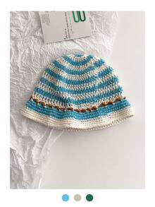 1 件混合纤维针织渔夫帽，百搭大气，增强面部瘦身纱线帽，扎染波西米亚派对优雅复古街头别致宫廷风格针织渔夫帽 - 彩色 - 查看 6