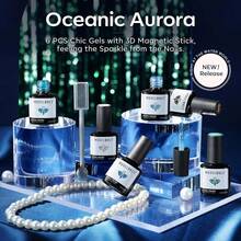 Cat Eye Gel Nail Polish Set, 6 Colors 9D Glassy Cat Eye Glitter Gel Polish Black Red Purple Blue Silver Brown Nail Polish All Seasons With Magnet Soak Off Led DIY Salon Gift-842643 - A-2 海洋極光 - 查看 5