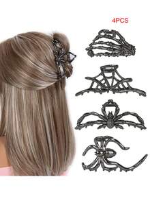 2pcs/1pc Unique Creative Dark Metal Skull Hair Clips,Punk Street Style Hair Claw Barrettes,Fashion Versatile Hair Accessories - Multicolor - View 16