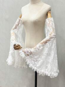 1 件套黑色蕾丝泡泡袖蕾丝花边深色哥特式新娘袖装饰套装秋季配饰 - 彩色 - 查看 6