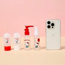 MINISO名创优品Hello Kitty便携旅行套装，瓶身印有经典Hello Kitty图案。套装组合实用贴心，可用于分配洗发水、沐浴露、乳液等，适合飞机、高铁等出行场景。精致女生旅途必备，保持精致。(4件套) - 紅白色 - 查看 6