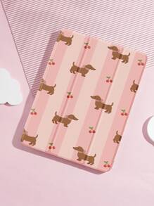 狗狗樱桃卡通图案平板电脑保护套，兼容 iPad 9.7/10.2/10.5/10.9/12.9/Pro 11（第十代）、iPad (A16) 11 英寸（第十一代，2025 年发布）、三星 Galaxy Tab S6 Lite 10.4 英寸、Kindle Paperwhite（第十二代，2024 年发布）、Kindle（第十一代，2022 年发布），柔软防震保护，智能支架/自动唤醒/睡眠功能 - 彩色 - 查看 3