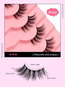 Asiteo 7 Pairs Transparent Handle Half-Strip False Eyelashes, Natural & Fluffy Winged Lashes, Easy To Wear, Reusable, Beginner-Friendly, Elongated Eyelash - Half Eyelashes - View 3