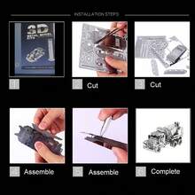 Modelo de Montagem Metálica 3D, Quebra-cabeça de Fivela de Aço Inoxidável DIY, Modelo de Veículo de Engenharia, Sem Necessidade de Cola, Presente de Aniversário, Decoração, Caminhão Basculante, Caminhão Betoneira, Pega de Parede Contínua, Modelo de Sonda de Poço de Petróleo, Modelo de Guindaste de Cais - Multicolorido - Visão 4