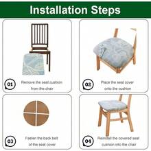 Stretch Non-Slip Soft Washable Dining Chair Covers Set Of 4, Yellow Cushion Slipcovers Kitchen And Dining Room Chairs - 09 - View 4