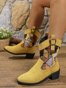 2025 Herbst Neue Europäische & Amerikanische Stil Stiefeletten für Damen, Stiefeletten mit quadratischem Absatz, Western Stil