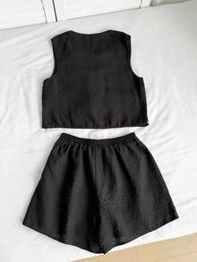 Rusttydustty Un ensemble de deux pièces noir pour les tenues de vacances décontractées, bohème, de plage, de festival de musique à Hawaï, de vacances tropicales, de Noël et d'Halloween des femmes - Noir - Voir 8
