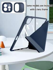 1pc Acrylic Y-Fold Flat Tablet Protective Case, Custom Text, Compatible With IPad Mini 6/Mini 7/9.7/10.2/10.5/Air 4/Air 5/10th/10.9/Pro 11"/Air 11" (M2) 2024/Pro 11" (M4) 2024/IPad Air 11" (M3) 2025/IPad (A16) 11" 11th Gen 2025, Stylus Not Included, Some Models With Lens Frame, Multi-Fold Stand, Built-In Pen Slot, High Transparency Acrylic Shell, Magnetic Auto Sleep/Wake, Minimalist/Casual/Personalized - Dark Blue - View 8