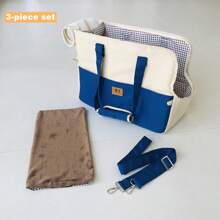 1 件多功能宠物携带包 - 粉色涤纶旅行包，带拉链封口，可拆卸肩带，适合小型宠物，适合手提箱，适合汽车和户外使用。