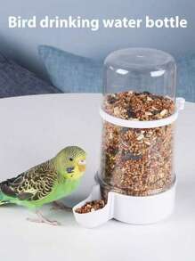 1 Pet Bird Automatic Water Feeder Parrot Pearl Bird Kettle Large Bird Feeder With Buckle Automatic Water Feeder, Bird Automatic Water Feeder, Millet Box, Parrot Water Drinker, Kettle Bird Supplies, Dual-Purpose, Drinking Water And Feeding, Automatic Water Feeder. - White - View 6