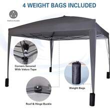 MCC Direct Pop-Up Gazebo 3m X 3m With Sides 2 Wind Bars & 4 Weight Bags & Silver Protective Layer Waterproof Marquee Canopy WS - Grey - View 8